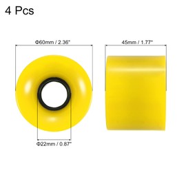 PATIKIL Set of 4 60 mm Longboard Wheels Skateboard Wheel Road Wheels for Skateboards Cruiser Wheels Replacement 78A Yellow