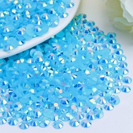 Briskbloom 3000PCS 2mm Resin Flatback Rhinestone, Lake Blue AB Flatback Jelly Resin Rhinestones for Mugs, Bottles, Tumblers, Craft Decoration, Loose Bling Glitter Diamond Stone