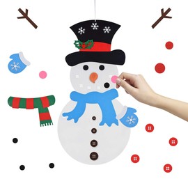 Greenleaf 28pcs DIY Felt Snowman Set with Detachable Ornaments, 19x39 Inches Xmas Wall Hanging Games for Christmas Decorations