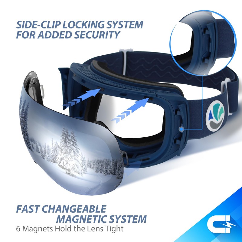 VANRORA Ski Helmet and Goggles Set, Navy Blue M/Grey Lens