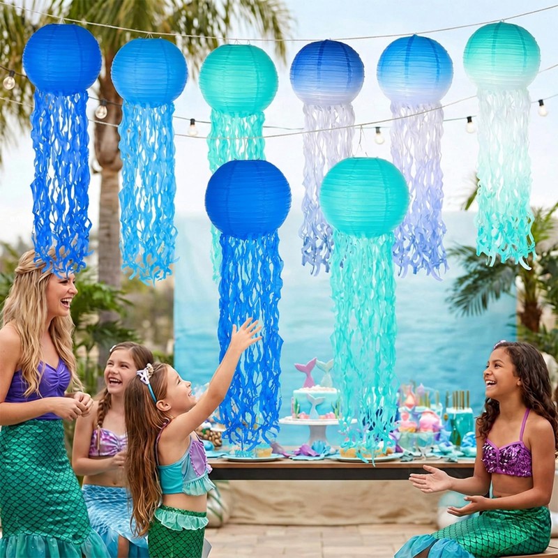 Yuanan Set of 12 Jellyfish Lanterns Bulk, 10 Inch Hanging