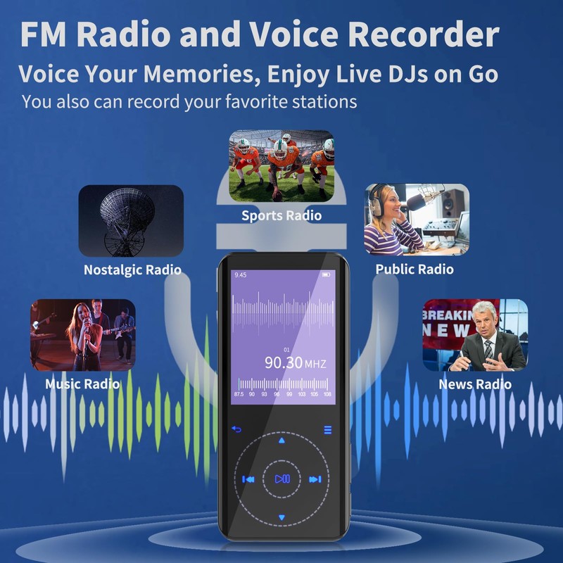 RUIZU 32GB MP3 Player with Bluetooth 5.3: Portable Music Player