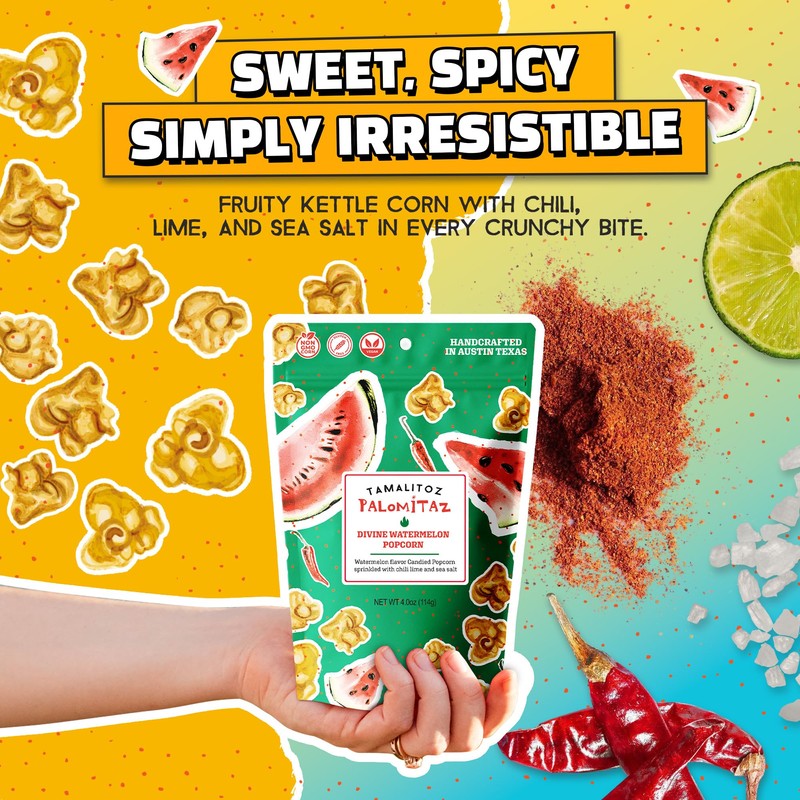 Palomitaz Divine Watermelon Popcorn – Sweet & Spicy Mexican-Style Kettle