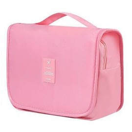 Hanging Travel Toiletry Bag, Veyarien Folding Waterproof Makeup Cosmetic Toiletries Bags Organizer for Women Ladies Girls (Pink)