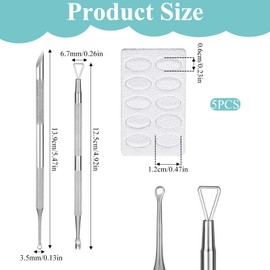 Loop Circle Tool Nail Loop Tool Russian Manicure Loops Stainless Steel Nail Pusher Scraper Cuticle Remover Dual Ended Cuticle Pusher with Sanding Pads, 5 Sheets Sandpaper Nails Dead Skin Remover