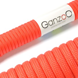 Ganzoo © Paracord 550 Rope, Signal Orange, 4 mm, Cord Type 3, Nylon & Polyester, Ideal for Crafting Dog Lead/Collar, Bracelet, Camping, Survival and Outdoors, 30 m, All-Purpose Rope, 7 Inner Strands