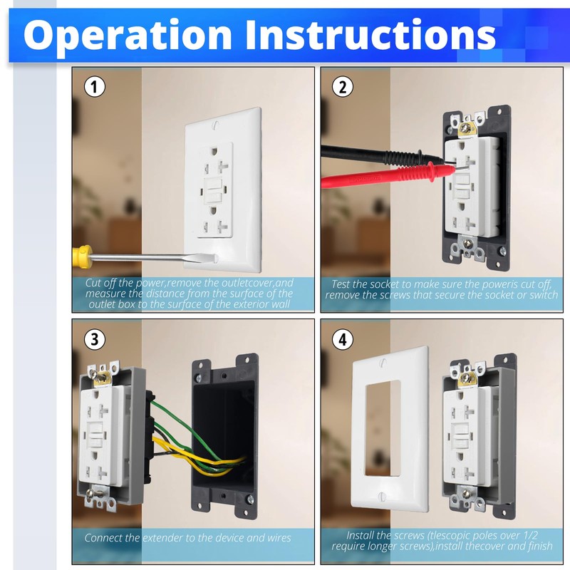 HXH 1 Pack Receptacle extendable Outlet Box Extender, Single Gang