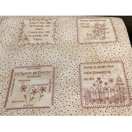 In Stitches redwork  panel by Robin Kingsley for Maywood