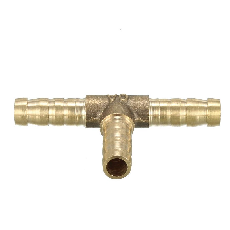 sourcing map 6mm Brass Tee Barb Hose Fitting T 3