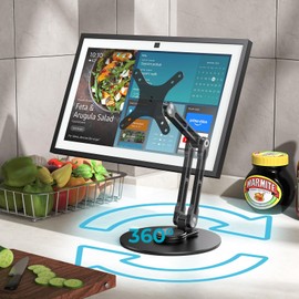 Jcnewpop Echo Show 15 Stand with VESA Mount, Aluminum Stand with 360° Rotation, Adjustable Height and Angle for Landscape/Portrait Screen - Black