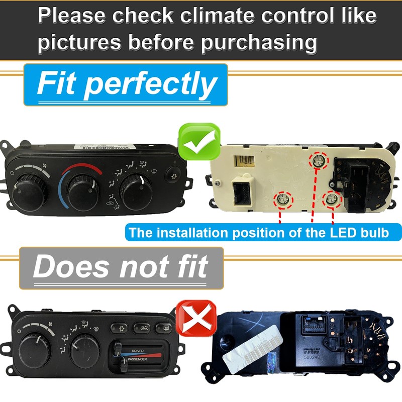 RAVSOFT AC Climate Heater Control LED Lights Bulbs Kit replacement