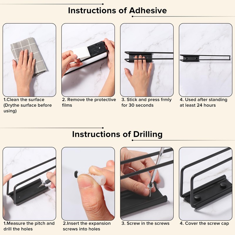 Brencco Kitchen Roll Holder, Wall Mount, Aluminium, Black - Modern