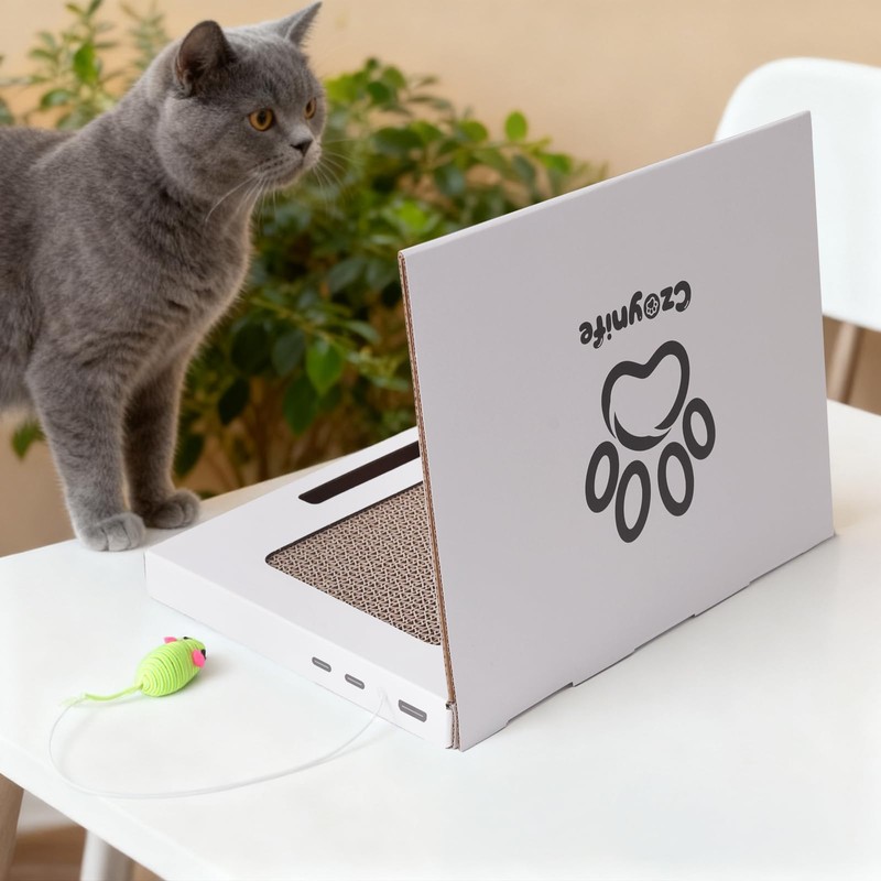 Czoynife Cat Laptop Scratcher, Cat Scratcher Cardboard, Interactive Toys, Kitten