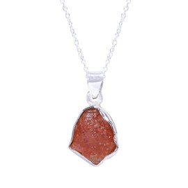 GEMKORA Natural Real Raw Sunstone Crystals Bezel Pendant Necklace, Birthstone, Healing Rough Gemstone, Birthday, Mothers Day Gift Jewelry, 925 Sterling Silver Jewelry 18 inch