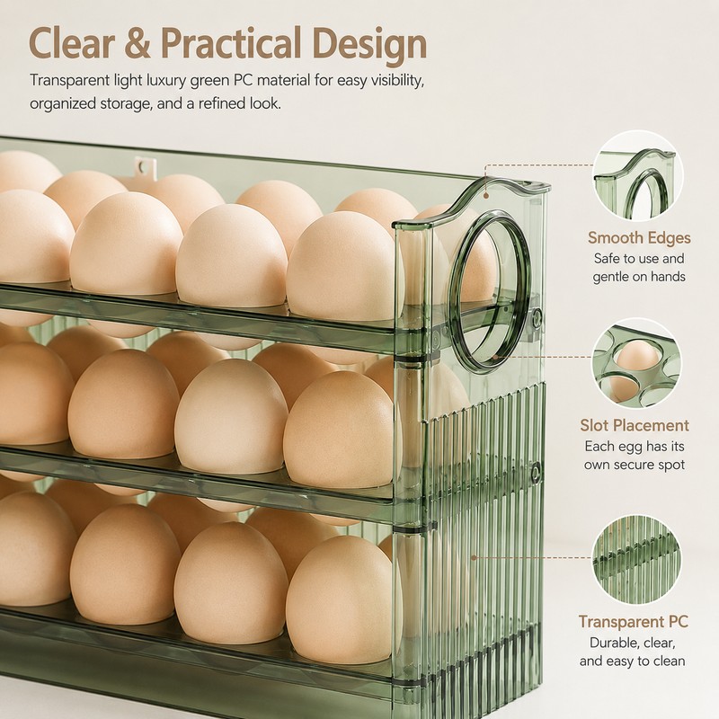 Large Egg Storage Box for Refrigerator – Transparent Egg Organizer