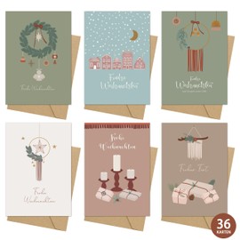 Christmas Cards with Envelope Set (Set of 36) - Christmas Greeting Card for Family Friends Business Customers, Merry Christmas Xmas Postcards, A6 Folding Cards Set Merry Christmas Cards (6 x 6)
