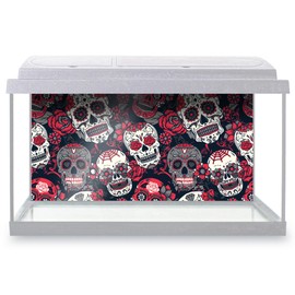 Aquarium Fish Tank Background 90x45 cm - Sugar Skulls Day of the Dead Static Cling Vinyl Vivarium Terrarium External Application #170015