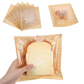 100 Pcs Cookie Bags, Cookie Packaging, Bakery Bags with Window, Kraft Paper Baked Goods Pouch for Pastry Snacks Muffins Donuts Croissants Gifts Givinge with 120 Pcs Sealing Sticker