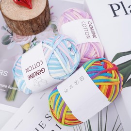 FOGAWA Pack of 3 Simple Yarn Crochet Yarn for Beginners Chunky Cotton Yarn for Knitting and Crocheting Knitting Yarn with Crochet Accessories for Baskets Rugs (Mixed Colours, Pink, Purple, Rainbow)