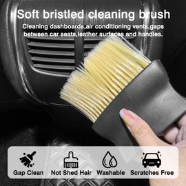 Auto Interior Dust Brush – Yellow Soft Bristle Detailing Brush for Car Dashboard, Exterior, Skylight, Leather – Reusable Cleaning Duster Tool