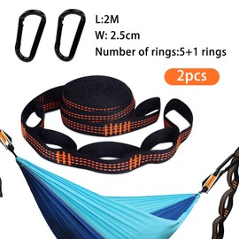 SHIQUAN 2er Pack Hängematte Befestigung, 2 m x 2,5 cm Hängematten Aufhängung Gurte, mit 2 Hakenkarabinern,max 300 kg