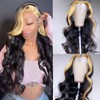 haha Honey Blonde Skunk Stripe Human Hair Wig Lace Front