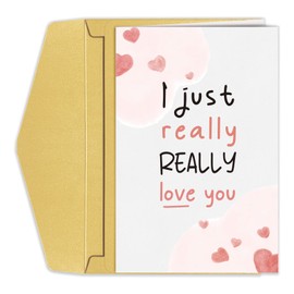 Romantic Valentines Day Card, Sweet Love Card for Him Her, Anniversary Birthday Card for Boyfriend, I Just Really Love You