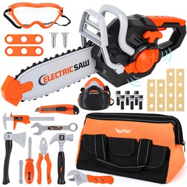 Toy Chainsaw for Kids - Kids Tool Set Pretend Play Construction Toys Kit with Tool Bag, Chainsaw Tool Set Outdoor Preschool Gardening Gift toys for 3 4 5 year old Boys & Girls