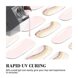 MelodySusie 30PCS Semi Cured Gel Nail Strips (Pink Swirl), Works with Nail Lamp, Salon Quality, Long Lasting, Easy to Apply and Remove, Includes 2 Prep Pads, Nail File and Wooden Stick