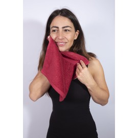 Brit Diamonds Face Towel Set Pack of 4 (30x30 cm) Super Soft 700 GSM Highly Absorbent Towels 100% Cotton Ring Spun Fingertip Towels Washcloths Drying Cloth (Red)