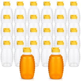 PPXHFV 24 Pack Honey Bottle, Honey Bottles Squeeze 16 oz,With LeakProof Flip-Top Caps,Refillable Honey Plastic Jars,Plastic Honey JarsFor Storing And Dispensing.