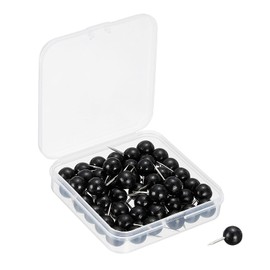 PATIKIL Wooden Push Pins, 50 Pack Walnut Thumb Tacks Decorative Wood Round Head Steel Needle for Document Map, Black