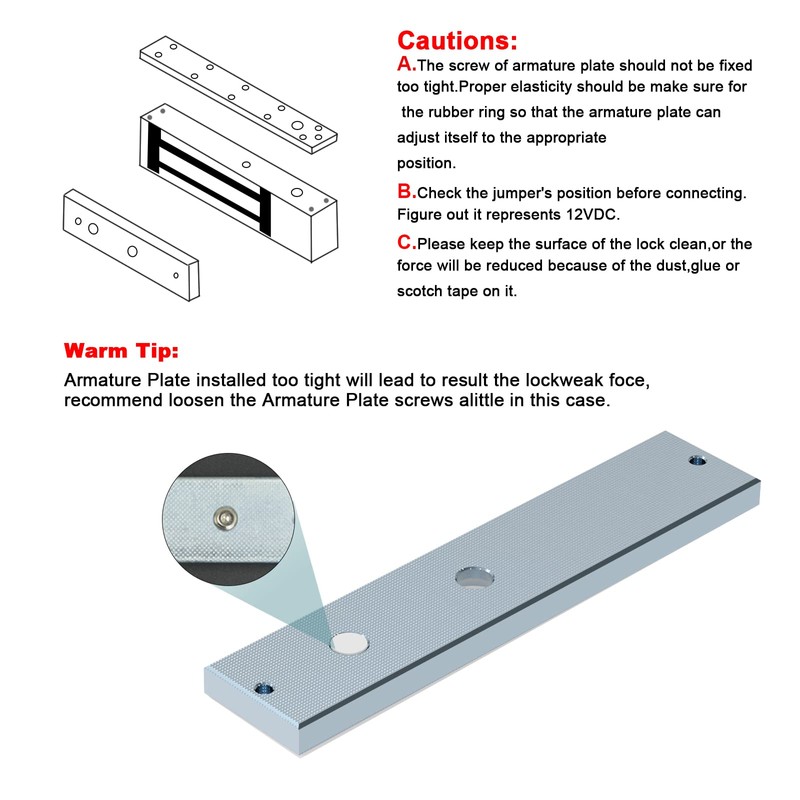 GERSIK Magnetic Lock, 600LBS 280kg Holding Force Electromagnetic Lock, DC