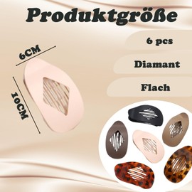 Pack of 6 Flat Hair Clips, Flat Hair Clips for Women, Ideal for Daily Wear and Party Hairstyles, Six Colours, Ideal Gift Choice