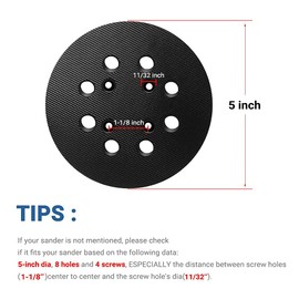 5 Inch 8 Hole Hook and Loop Replacement Backing Pad for OE# 300527002, Compatiable with Random Orbit Sander R2600 R2601