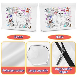 QIBAJIU Cat Gifts for Cat Lovers Cute Cat Makeup Bag Inspired Music Lover Gifts Fan Singer Merch Friendship Gifts for Women Cat Mom Cat Lady Coworkers Aunt Birthday Mothers Day Christmas Cosmetic Bag