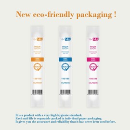 Set of 6 Nail Files Half Moon Professional Emery Boards for False Nails Acrylic Gel Tips Manicure tools by Nail4U Double sided Nail File Different Gradation 120/150 100/180 180/240