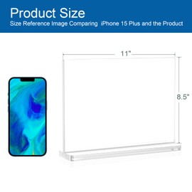 BlueValley 12 Pack Acrylic Sign Holder 8.5 x 11 Inch Horizontal - Clear Display Plastic Table Menu Signs Stand, Double Sided Flyer Holder Standing for Picture Paper Frame Holder Stand Home Office Retail Show Fair