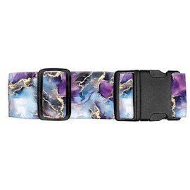 Luggitime Luggage Straps for Suitcases Travel Belt Accessories, Cute Suitcase Strap, Adjustable Luggage Belt Strap, Heavy Duty with Quick-Release Buckle Luggage Strap Luxury Purple Marble