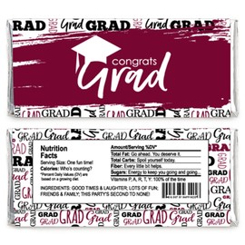 Big Dot of Happiness Maroon Grad - Best is Yet to Come - Candy Bar Wrapper Burgundy Graduation Party Favors - Set of 24