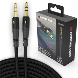 Monster Essentials Mini-to-Mini Audio Interconnect Cable - 3.5mm Stereo Male-to-Male AUX Cord with Duraflex Jacket, 1.5M