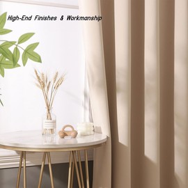 Grichril Extra Long Blackout Curtains - 2 Story High Living Room Drapes - Tall Curtains for High Ceiling or Long Window - 144 156 168 192 204 216 240 Inch 12ft-20ft Length(1 Panel,Beige, 100″x216″)