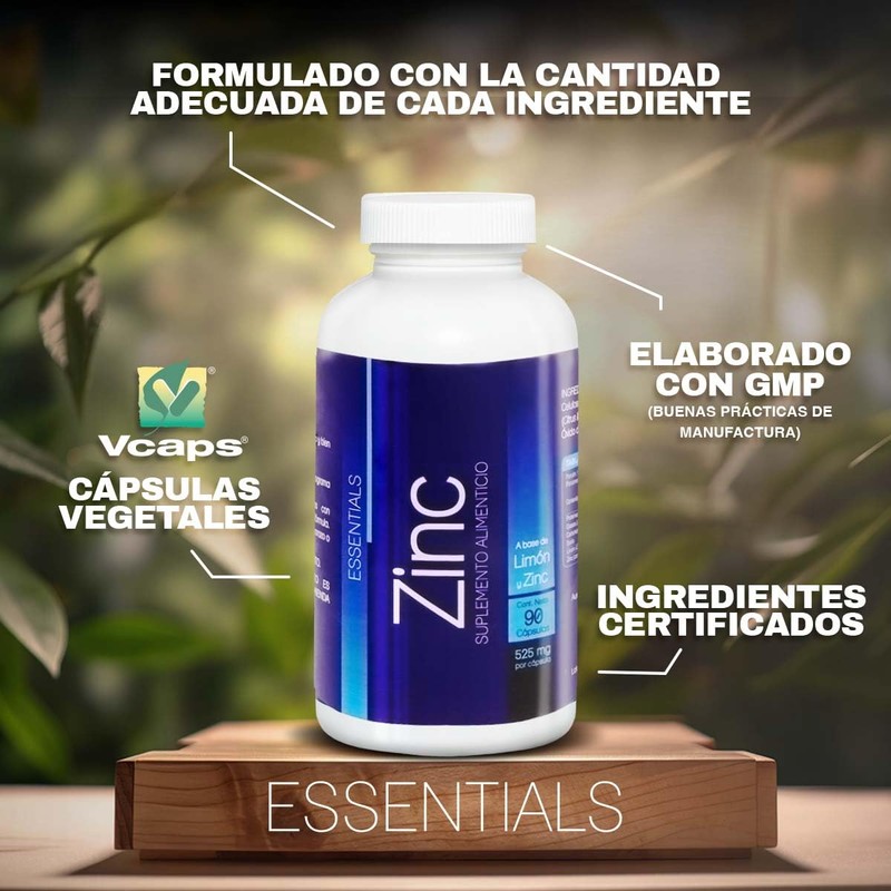 Essentials ZINC | 90 Cápsulas Vegetales | Marca Essentials |