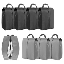 Shoe Bags 8 Pack Travel Shoe Bag Waterproof Shoe Storage Bags Travel Shoe Bags Organizer for Travel Storage and Home Use (Black, Gray)