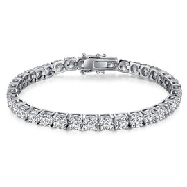 Cubic Zirconia Bracelet for Women Tennis Bracelet CZ Diamond Bracelet for Women Sterling Silver Bracelet Platinum Plated Tennis Bracelet Round Cubic Zirconia Women Bracelet Jewelry 3MM 6 Inch ZDaoBen