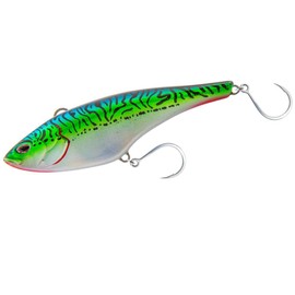 Nomad Design Madmacs High-Speed Trolling Lure – Offshore Sinking Minnow with BKK Hooks, Heavy-Duty Split Rings & Autotune System for Tuna, Wahoo & GT- 130mm | 5" | 3-1/8oz, Silver Green Mackerel