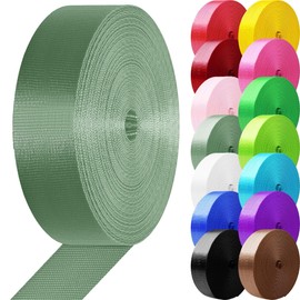 Nylon Webbing 1 inch 1.5 inch Nylon Strap Webbing Straps, 3.3 10 25 50 Yards Webbing Strapping for Bags/Lawn Chair/Climbing Outdoors Crafting DIY Gear Repair(Light Green,1 inch x 10 Yards)
