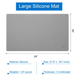 uxcell Heat Resistant Mat for Countertop, Large Silicone Mat 24" x 16" Kitchen Countertop Protector, Fireproof & Waterproof & BBQ Table Mat(Grey)