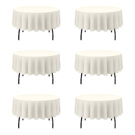 BRILLMAX 6 Pack Ivory 70 Inch Round Tablecloths Fit 30" to 54" Tables (8-20" Drop) - Circle Bulk Linen Polyester Fabric Washable Cloth Cover for Wedding Reception Banquet Birthday Party Buffet
