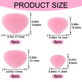CustomyLife 32pcs Safety Noses for Amigurumi, 11/15/17/18mm Plastic Doll Noses for Crochet, Flocking Teddy Bear Noses Stuffed with Washers for Craft Puppet Plush Toy Accessories- Pink